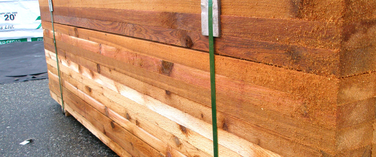 Banded cedar wood 2x4's in Denver, Colorado.