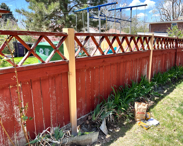 Fence post replacement for vintage wood fence in Park Hill neighborhood in Denver, Colorado.