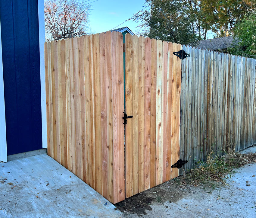 Wood fence gate area rebuild in Denver, Colorado.